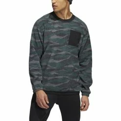 ADIDAS Texture Print Crewneck -golf ball Shop adidas texture print crewneck black shadow green 01 83282.1673905365