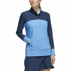 ADIDAS Women's Colorblock Quarter Snap Jacket 10 ADIDAS Women's Colorblock Quarter Snap Jacket -golf ball Shop adidas womens colorblock quarter snap jacket blue rush 01 16480.1676583506