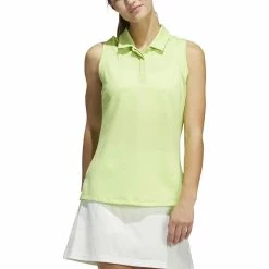 ADIDAS Women's Primeblue Ottoman Stripe Sleeveless Polo -golf ball Shop adidas womens primeblue ottoman stripe sleeveless polo pulse lime 01 52993.1647972767