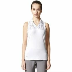 ADIDAS Women's Printed Sport Mesh Sleeveless Polo