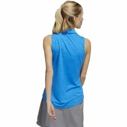 ADIDAS Women's Space-Dyed Sleeveless Polo -golf ball Shop adidas womens space dyed sleeveless polo blue rush crew navy 02 21162.1647975079