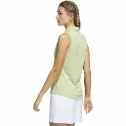 ADIDAS Women's Space-Dyed Sleeveless Polo -golf ball Shop adidas womens space dyed sleeveless polo pulse lime legacy indigo 02 13065.1647975079