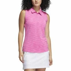 ADIDAS Women's Spacedye Sleeveless Polo -golf ball Shop adidas womens spacedye sleeveless polo screaming pink wild pink 01 77499.1631905890