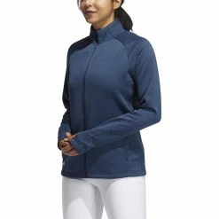 ADIDAS Women's Textured Layer Jacket -golf ball Shop adidas womens textured layer jacket crew navy 01 14227.1633102077