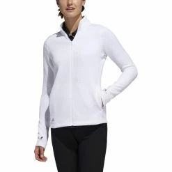 ADIDAS Women's Textured Layer Jacket -golf ball Shop adidas womens textured layer jacket white 01 73299.1633102077