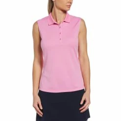 Callaway Women's Solid Knit Sleeveless Polo -golf ball Shop callaway womens solid knit sleeveless polo pink sunset 01 89956.1656597778