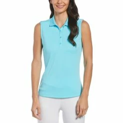 Callaway Women's Solid Knit Sleeveless Polo -golf ball Shop callaway womens solid knit sleeveless polo santorini blue 01 36425.1656597778