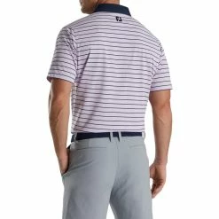 FootJoy Accented Stripe Lisle Self Collar Polo -golf ball Shop footjoy accented stripe lisle self collar polo lavender white navy 02 51152.1673905132