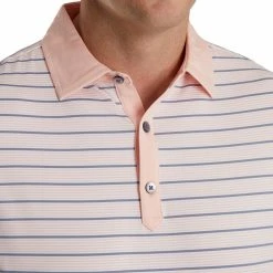 FootJoy Accented Stripe Lisle Self Collar Polo -golf ball Shop footjoy accented stripe lisle self collar polo quartz pink white graphite 03 42151.1673907367