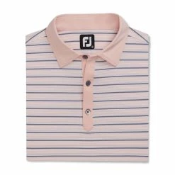 FootJoy Accented Stripe Lisle Self Collar Polo -golf ball Shop footjoy accented stripe lisle self collar polo quartz pink white graphite 04 71803.1673906075