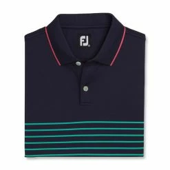 FootJoy Breton Stripe Stretch Pique Knit Collar Polo -golf ball Shop footjoy breton stripe stretch pique knit collar polo sea green watermelon 04 05730.1673904040