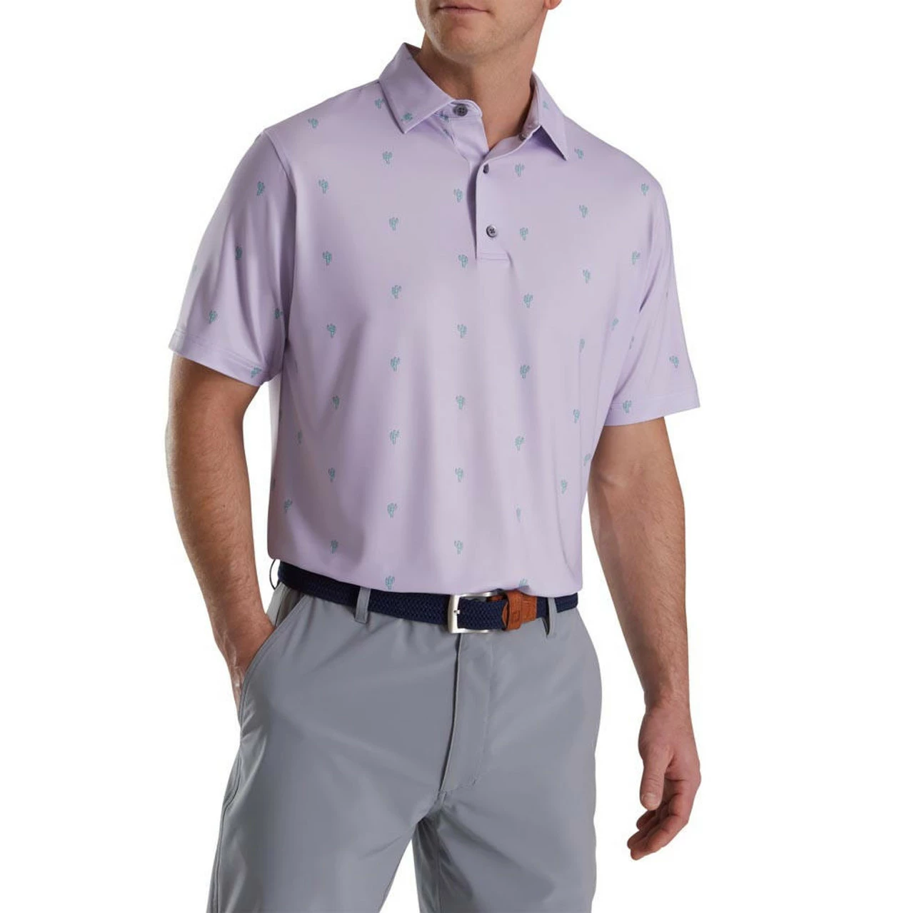 FootJoy Cactus Print Lisle Self Collar Polo 11 FootJoy Cactus Print Lisle Self Collar Polo - Image 9