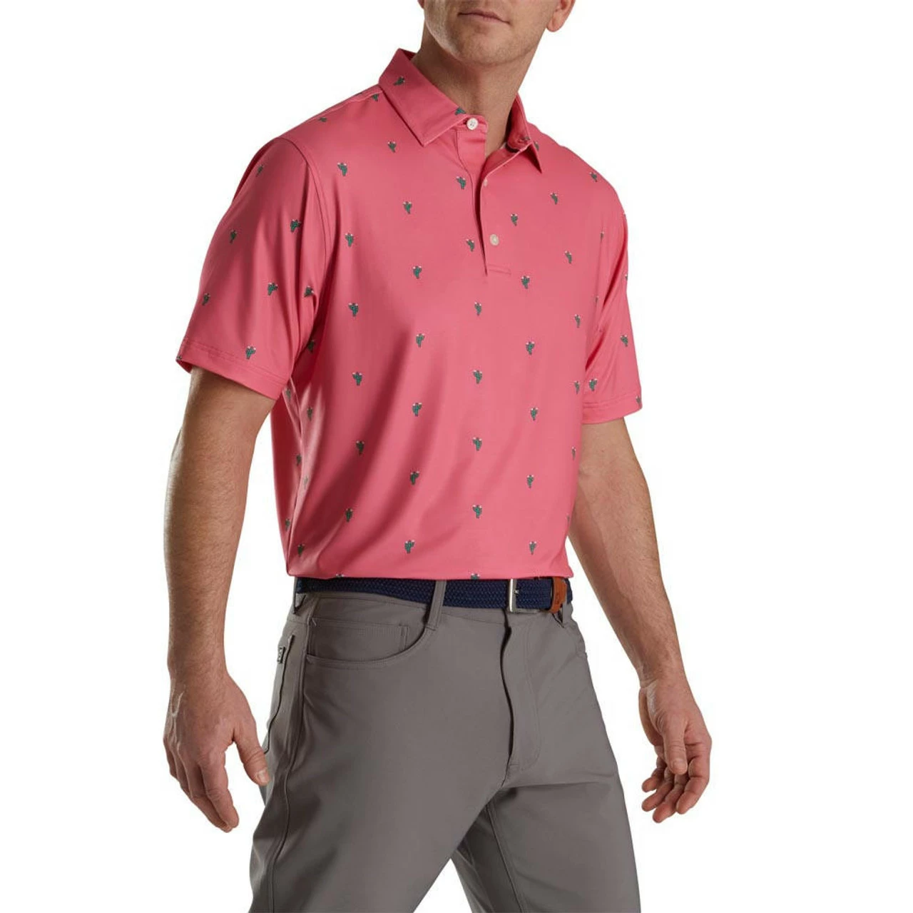 FootJoy Cactus Print Lisle Self Collar Polo 3 FootJoy Cactus Print Lisle Self Collar Polo