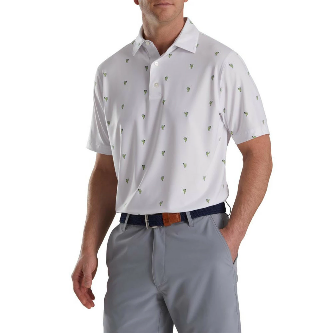 FootJoy Cactus Print Lisle Self Collar Polo 7 FootJoy Cactus Print Lisle Self Collar Polo - Image 5