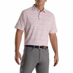 FootJoy Chalk Line Print Stretch Pique Self Collar Polo -golf ball Shop footjoy chalk line print stretch pique self collar polo white coral 01 79503.1673902288