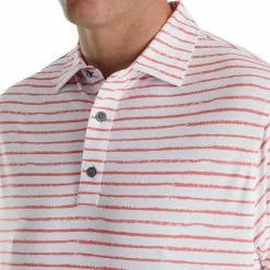 FootJoy Chalk Line Print Stretch Pique Self Collar Polo -golf ball Shop footjoy chalk line print stretch pique self collar polo white coral 03 47598.1673905136