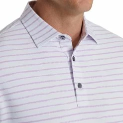 FootJoy Chalk Line Print Stretch Pique Self Collar Polo -golf ball Shop footjoy chalk line print stretch pique self collar polo white lavender 03 64764.1673902032