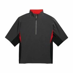 FootJoy FJ Hydrolite Short Sleeve Rain Shirt -golf ball Shop footjoy fj hydrolite short sleeve rain shirt heather charcoal black red 01 91341.1676494364
