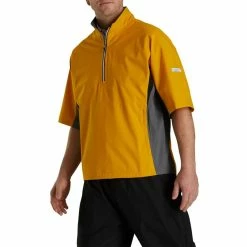 FootJoy FJ Hydrolite Short Sleeve Rain Shirt -golf ball Shop footjoy fj hydrolite short sleeve rain shirt mustard charcoal black 02 66255.1676494358