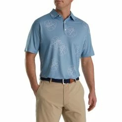 FootJoy Jungle Leaf Print Lisle Self Collar Polo -golf ball Shop footjoy jungle leaf print lisle self collar polo denim dusty purple 01 73314.1673903792