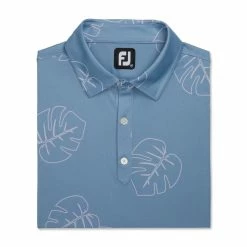 FootJoy Jungle Leaf Print Lisle Self Collar Polo -golf ball Shop footjoy jungle leaf print lisle self collar polo denim dusty purple 04 95390.1673904058