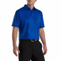 FootJoy Jungle Leaf Print Lisle Self Collar Polo