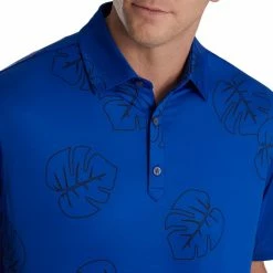 FootJoy Jungle Leaf Print Lisle Self Collar Polo -golf ball Shop footjoy jungle leaf print lisle self collar polo ocean black 03 84716.1673906164