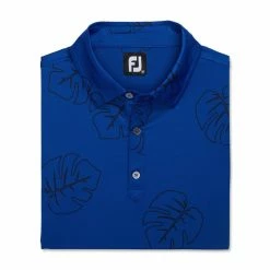 FootJoy Jungle Leaf Print Lisle Self Collar Polo -golf ball Shop footjoy jungle leaf print lisle self collar polo ocean black 04 26078.1673901326
