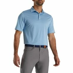 FootJoy Lisle Classic Pencil Stripe Polo -golf ball Shop footjoy lisle classic pencil stripe polo blue white 01 81634.1673903469