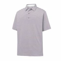 FootJoy Lisle Classic Stripe Self Collar Polo -golf ball Shop footjoy lisle classic stripe self collar polo white 01 52093.1632337616