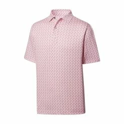 FootJoy Lisle Leaping Dolphins Print Self Collar Polo -golf ball Shop footjoy lisle leaping dolphins print self collar polo pink graphite 01 26770.1648733386