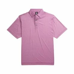 FootJoy Lisle Plaid Print Self Collar Polo -golf ball Shop footjoy lisle plaid print self collar polo iced berry 01 37085.1632410257