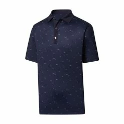 FootJoy Lisle School Of Fish Print Self Collar Polo -golf ball Shop footjoy lisle school of fish print self collar polo navy 01 35458.1648732955