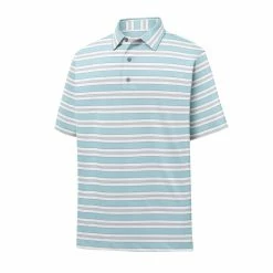 FootJoy Lisle Traditional Stripe Self Collar Polo -golf ball Shop footjoy lisle traditional stripe self collar polo ice blue white grey 01 90999.1632336829