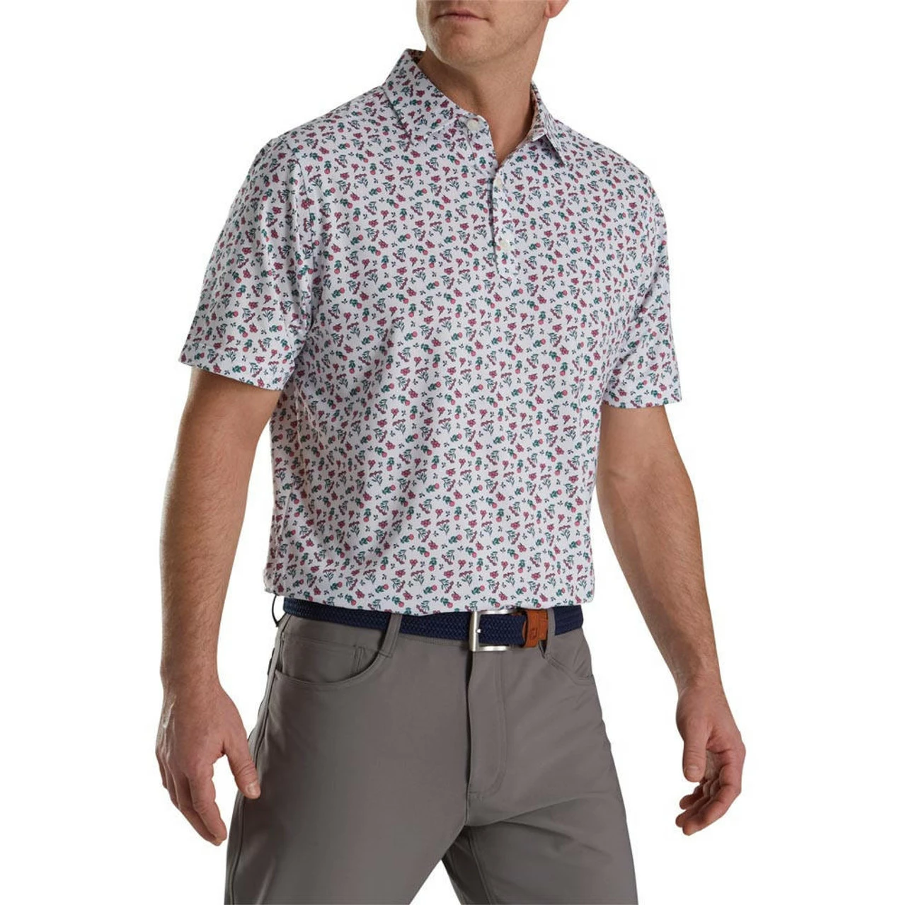 FootJoy Mini Floral Print Lisle Self Collar Polo 7 FootJoy Mini Floral Print Lisle Self Collar Polo - Image 5