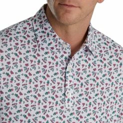 FootJoy Mini Floral Print Lisle Self Collar Polo 16 FootJoy Mini Floral Print Lisle Self Collar Polo -golf ball Shop footjoy mini floral print lisle self collar polo white watermelon sea green 03 91804.1673899882