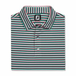 FootJoy Multi Stripe Lisle Self Collar Polo -golf ball Shop footjoy multi stripe lisle self collar polo white watermelon navy 04 60813.1673899683