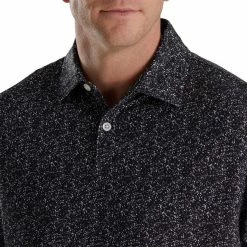 FootJoy Paint Splatter Print Lisle Self Collar Polo -golf ball Shop footjoy paint splatter print lisle self collar polo black white 03 70852.1673904902