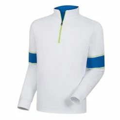 FootJoy Performance Half-Zip With Engineered Sleeves -golf ball Shop footjoy performance half zip with engineered sleeves white blue marlin citrus 01 40787.1633109535