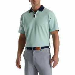 FootJoy Solid Stretch Pique With Stripe Placket Knit Collar Polo
