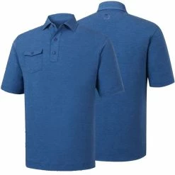 FootJoy Spun Poly Chest Pocket Polo - Self Collar - Closeout -golf ball Shop footjoy spun poly chest pocket polo self collar heather indigo 01 22965.1632420481