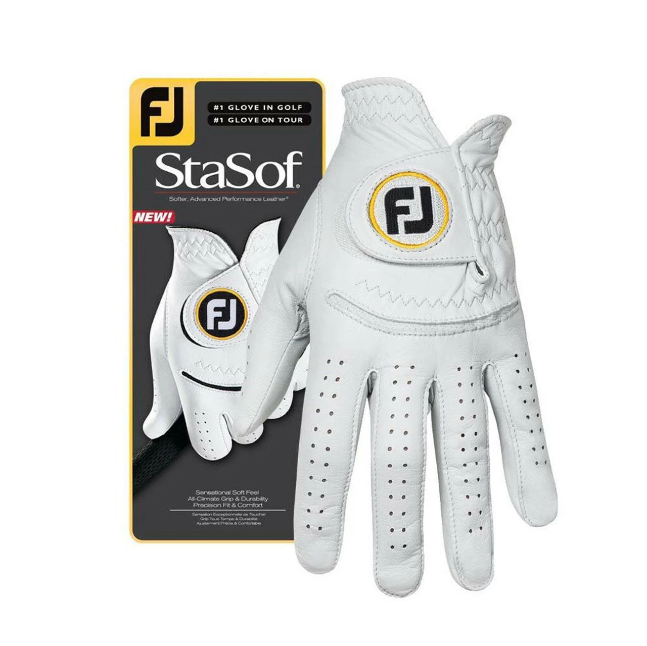 FootJoy Men's StaSof Glove - White - Prior Generation 3 FootJoy Men's StaSof Glove - White - Prior Generation