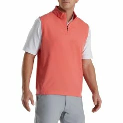 FootJoy Stretch Woven Vest With Knit Accents -golf ball Shop footjoy stetch woven vest with knit accents coral 01 34890.1673907371
