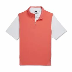 FootJoy Stretch Woven Vest With Knit Accents -golf ball Shop footjoy stetch woven vest with knit accents coral 04 15386.1673903325