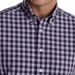 FootJoy Stretch Woven Gingham Shirt -golf ball Shop footjoy stretch woven gingham shirt lavender navy 03 41319.1671651079