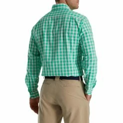FootJoy Stretch Woven Gingham Shirt -golf ball Shop footjoy stretch woven gingham shirt light sea green white 02 77187.1671651623