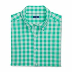 FootJoy Stretch Woven Gingham Shirt -golf ball Shop footjoy stretch woven gingham shirt light sea green white 04 74112.1671652605