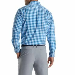 FootJoy Stretch Woven Gingham Shirt -golf ball Shop footjoy stretch woven gingham shirt white royal 02 61747.1671651559