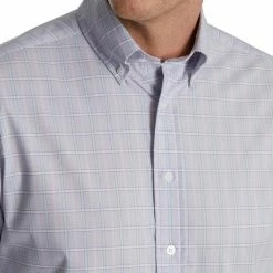 FootJoy Super Soft Woven Plaid Shirt -golf ball Shop footjoy super soft woven plaid shirt dusty purple white azure 03 07441.1671652337