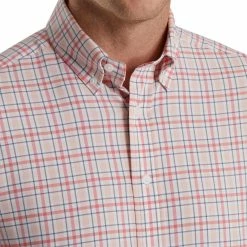 FootJoy Super Soft Woven Plaid Shirt -golf ball Shop footjoy super soft woven plaid shirt white coral pink graphite 03 16269.1671652025